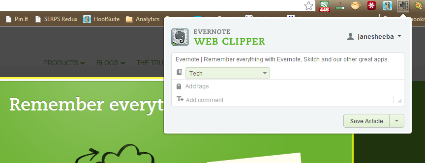 Evernote Clipper Evernote Clipper
