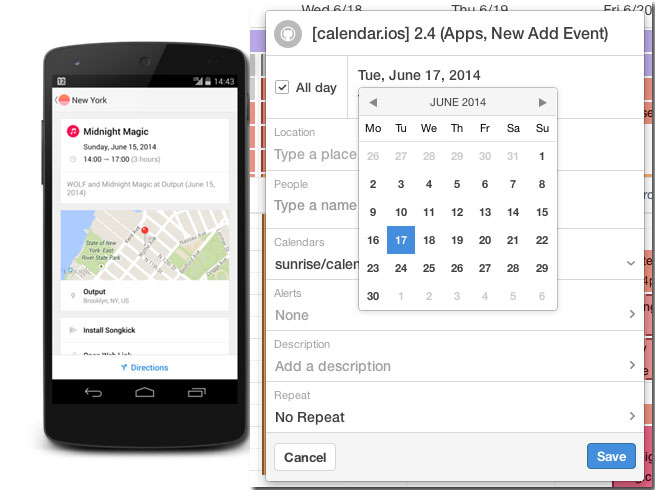 Integrate other apps to your calendar via Sunrise Integrate other apps to your calendar via Sunrise