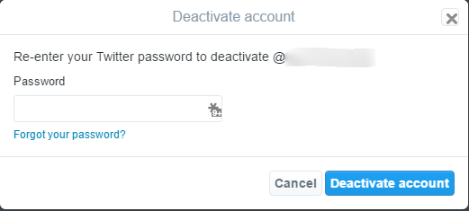 Provide your Password twitter password for deactivate account