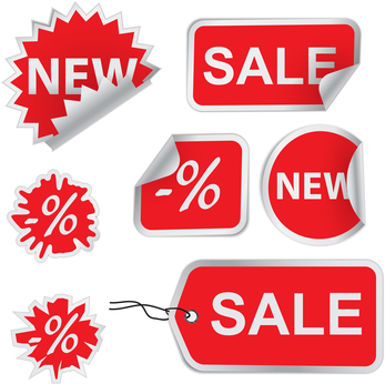Set of red discount price labels