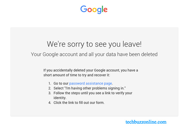 Gmail Account Deleted