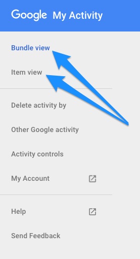 google my activity menu