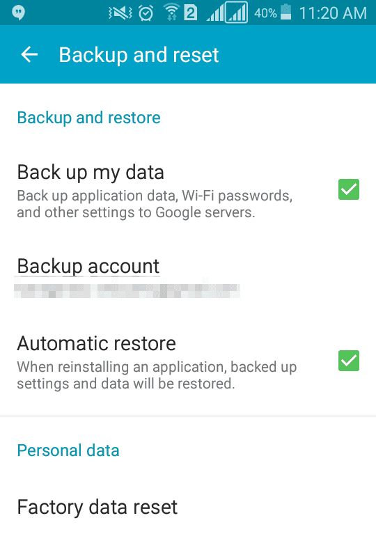 Using Google Backup and Restore