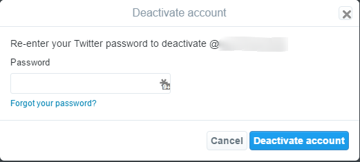 twitter password for deactivate account