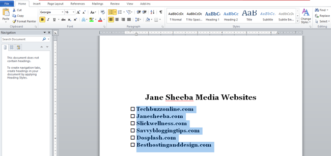 Creating a printable checklist in Word-bulleting1