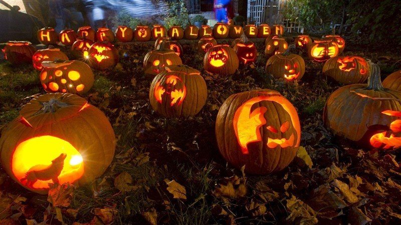 Happy Halloween Carved in Pumpkins