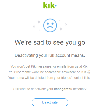 kik deactivate link