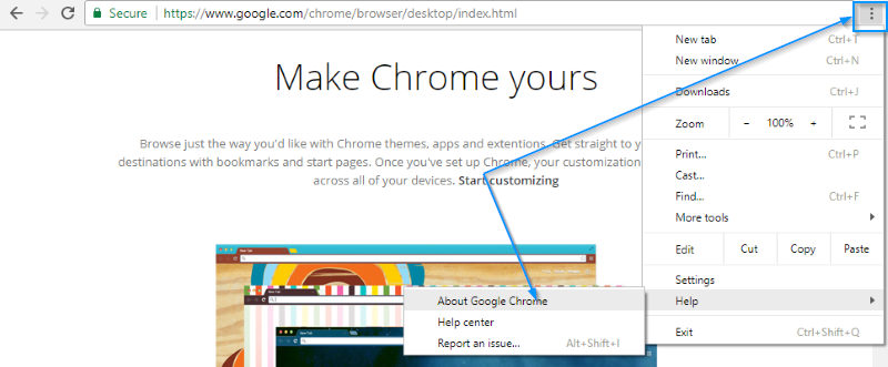Chrome Menu Desktop
