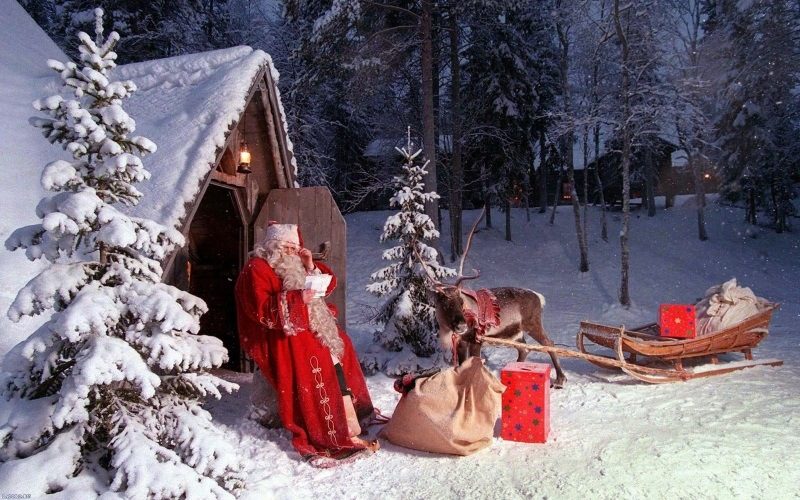 Christmas Santa with Reindeer Sleigh