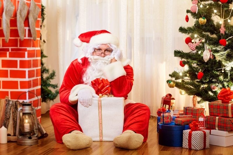 Christmas Gift with Santa and Tree