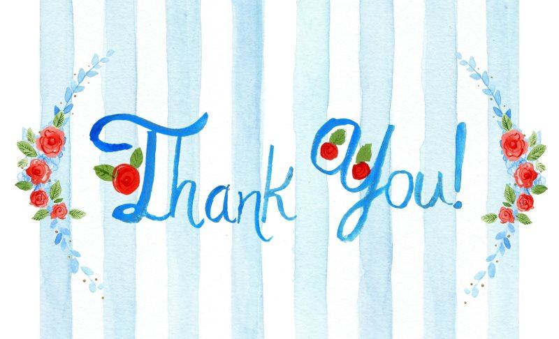 24 thank you watercolor greeting card