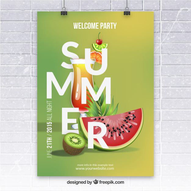Summer Party Poster with Fruits