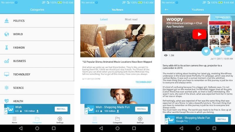 YouNews Android Universal News App Template
