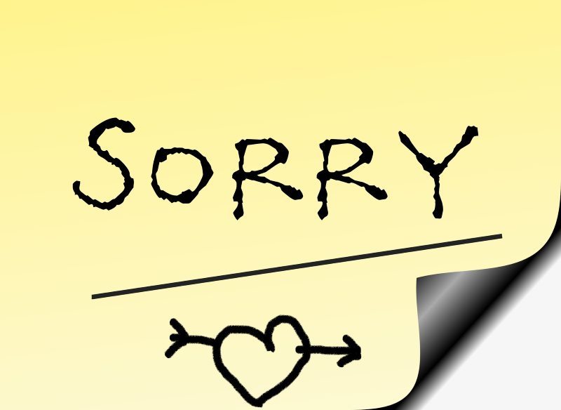 Sorry Heart List Note Card