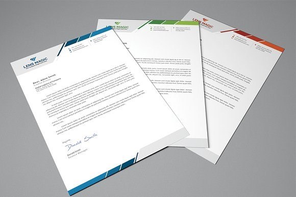 Letterhead with 3 Color Variations