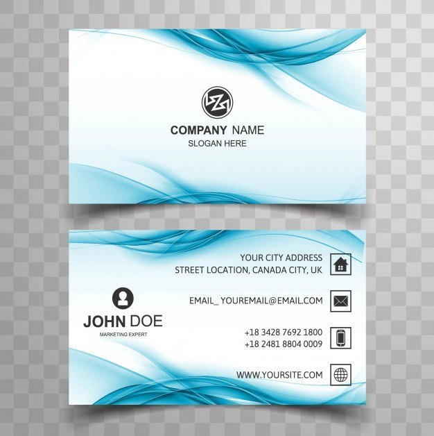Blue Wavy Business Card Template
