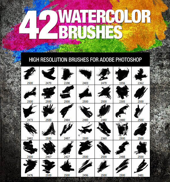 42 watercolor brushes
