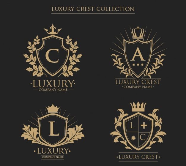 Logos Collection of Crests with Initials in Vintage Style