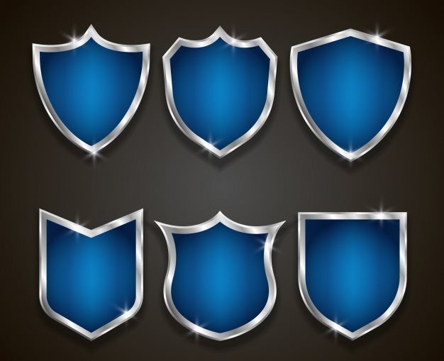 Set of Elegant Blue and Silver Shields