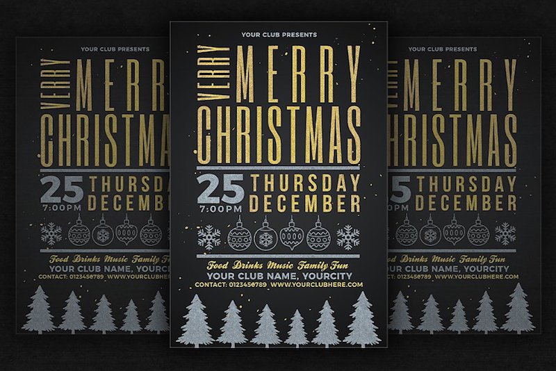 christmas party flyer psd template