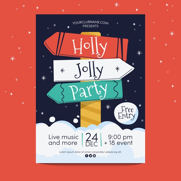 hand drawn christmas party poster template