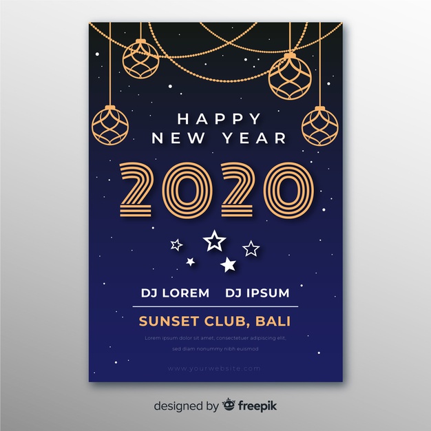 happy new year party poster template