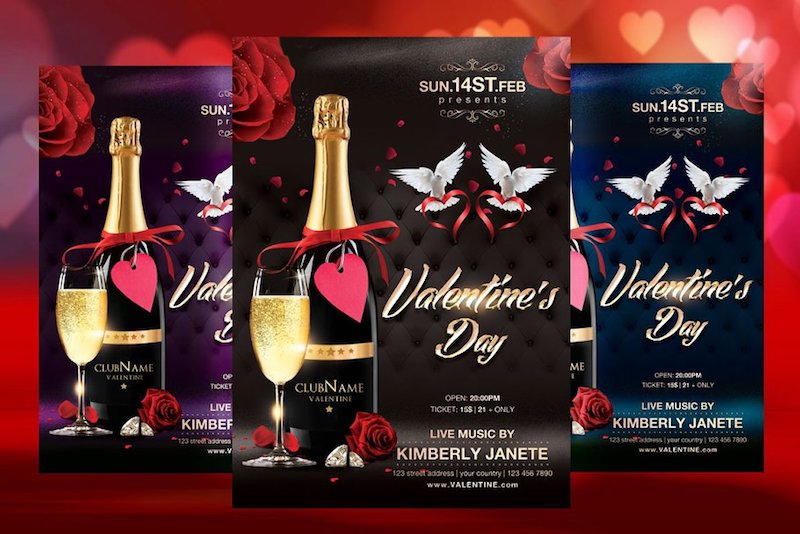 valentines day psd flyer template