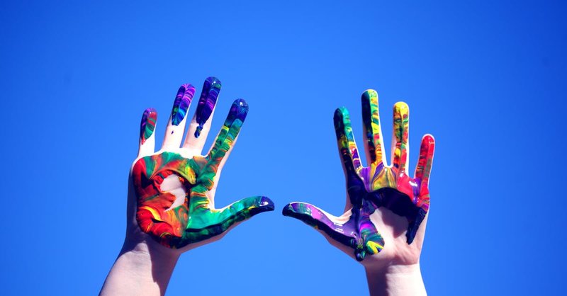 8 Persons Hands With Paint
